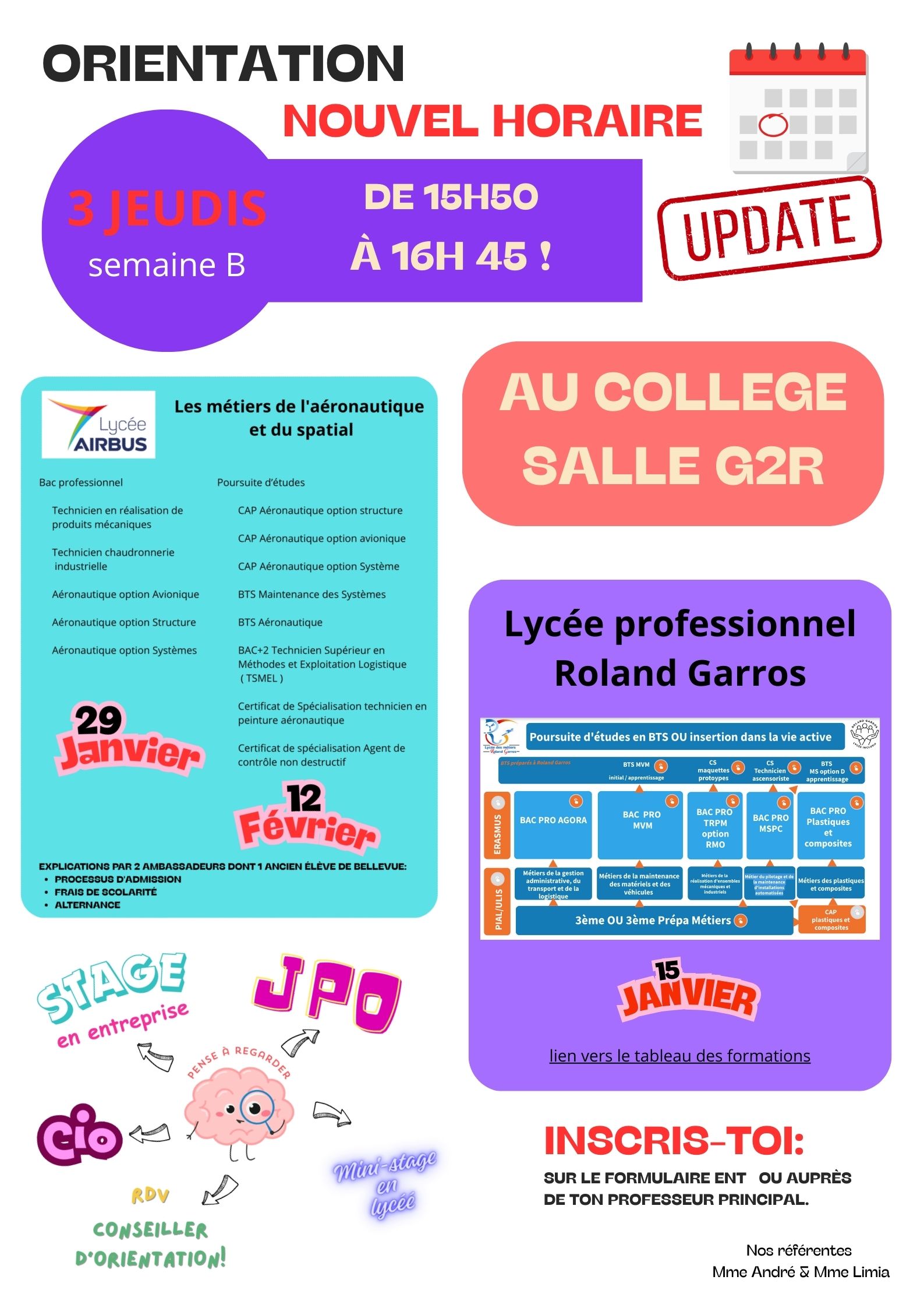 Orientation horaires